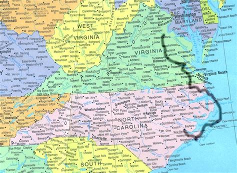 Map Of Virginia And North Carolina